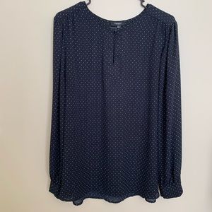 Premise Navy Polka Dot Long Sleeve Top